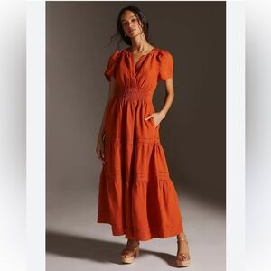 Anthropologie Orange Maxi Dress